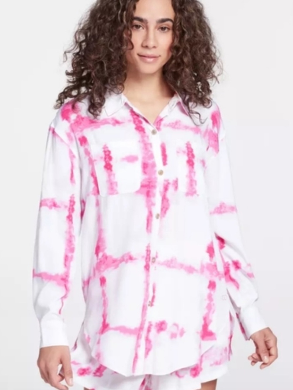 CAlia Pink and White Tie-Dye Swim cover up size M‎ NWT